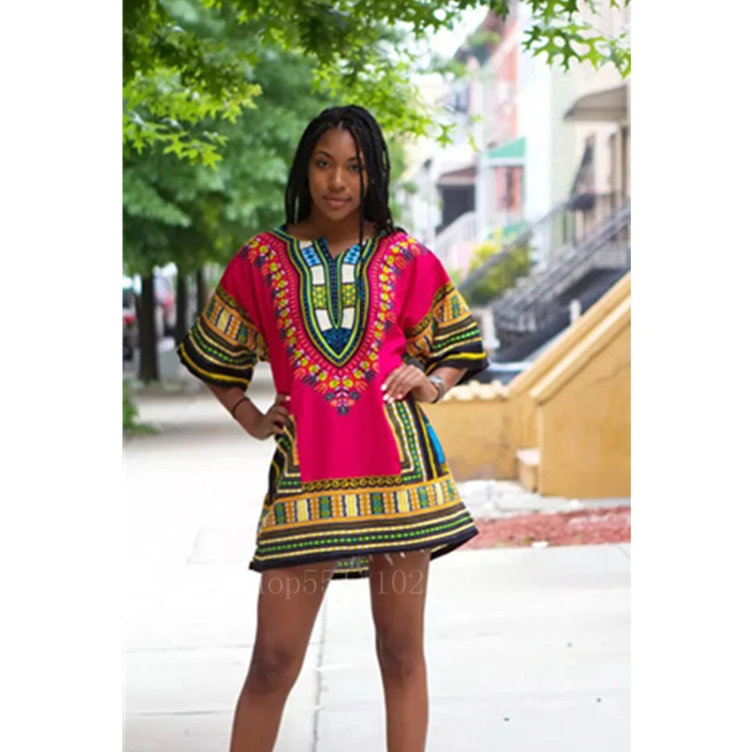 Мода 2020 африканские платья для женщин Дашики печать халат африкаин короткий