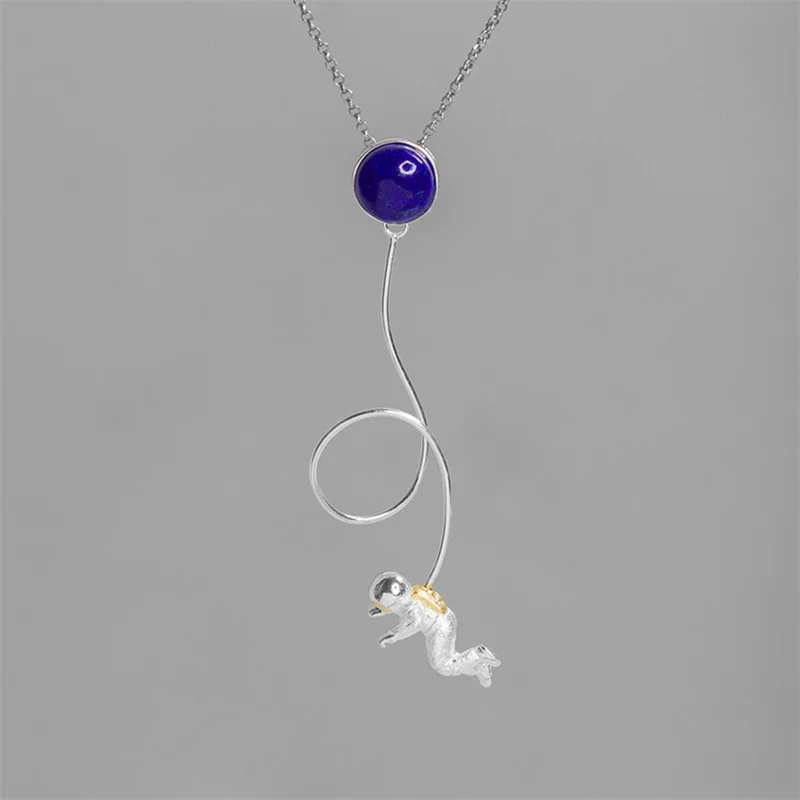 Кулон INATURE из стерлингового серебра 925 пробы с лазуритом космонавтом кулон Nekclace