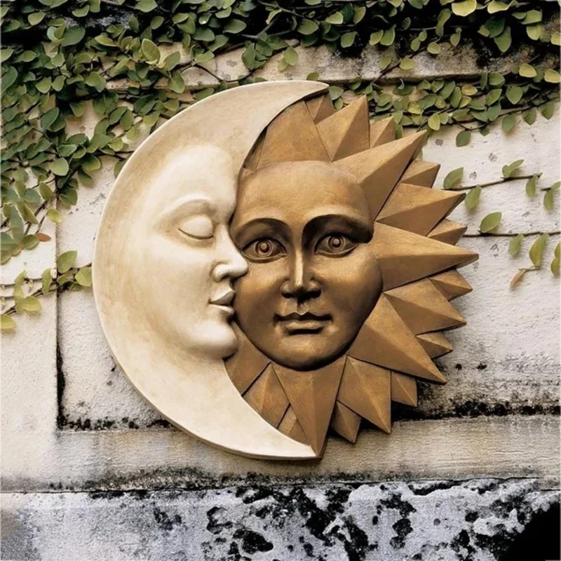 

Sun and Moon Wall Sculpture Celestial Icons of Astronomy Garden Decor Outdoor Sun Catcher Vintage Home Decor Ornament