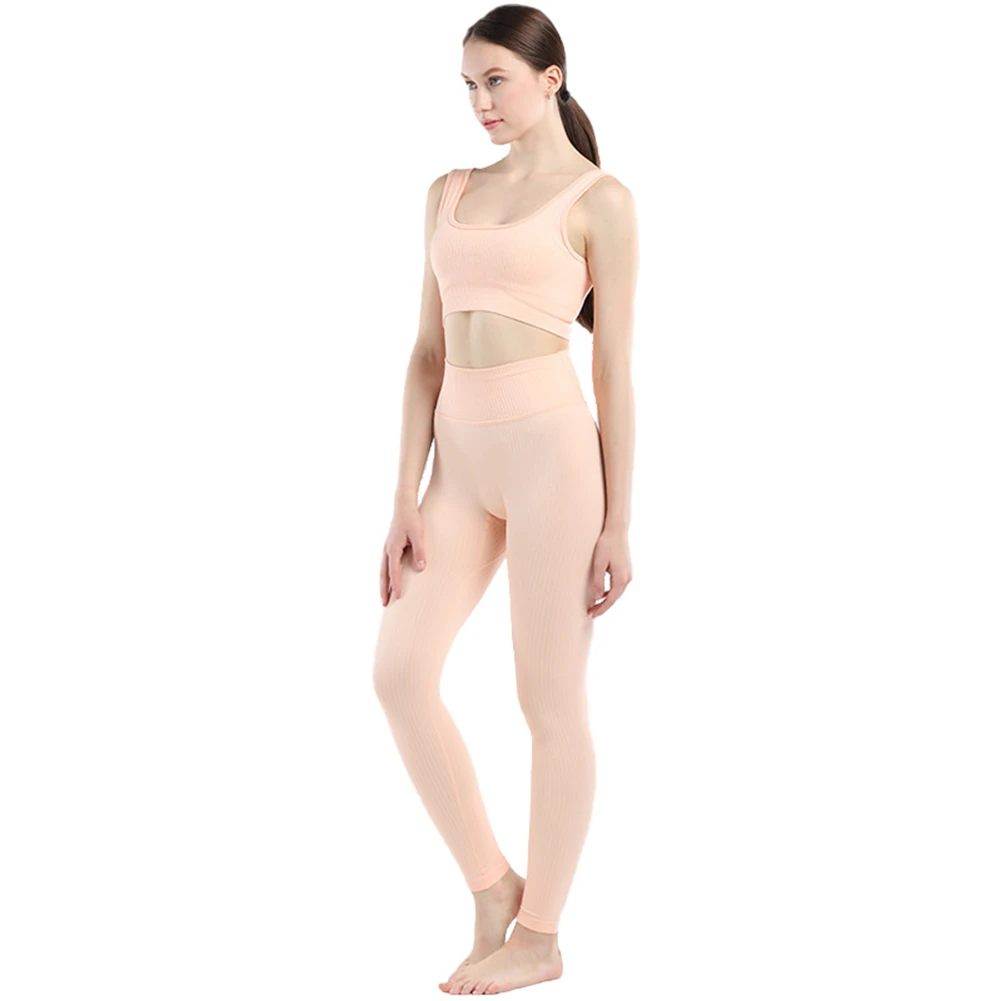 

Seamless Yoga Workout Set Sport Leggings And Sleeveless Top Set Yoga Outfits For Women Sportswear Athletic Clothes Gym Sets 2 PC