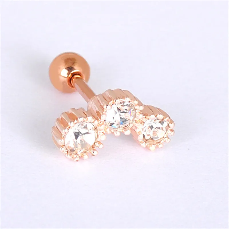 

1PCS Crystal Cartilage Helix Tragus Stud Earring Zircon Ear Nail Stainless Steel Ear Bone Stud Bar Body Piercing Tool Cartilago