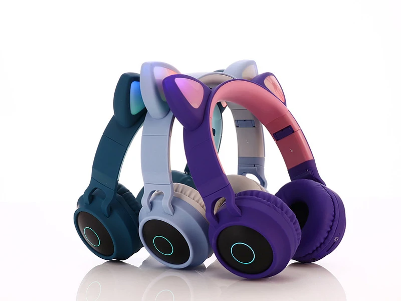 YITEK, новинка, Bluetooth, стерео, кошачьи наушники, мигающие, светящиеся, детские наушники, игровая гарнитура, наушники, поддержка TF карты с микрофоном
