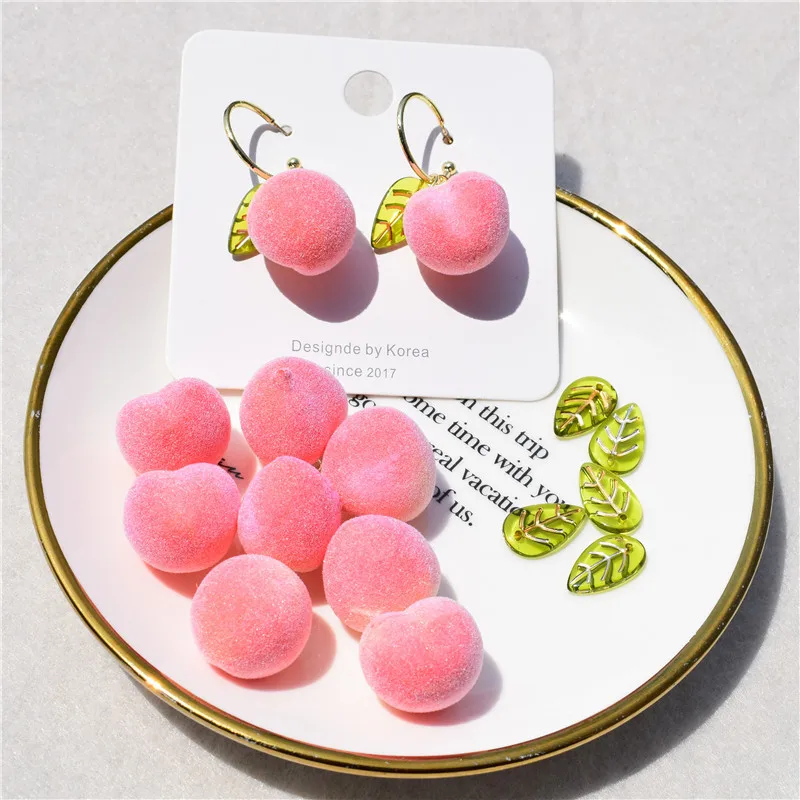 

10Pcs Sweet Cute Pink Peach Green Leaves Pendant Charms For DIY Making Necklace Earrings Jewelry Accessories New Fashion