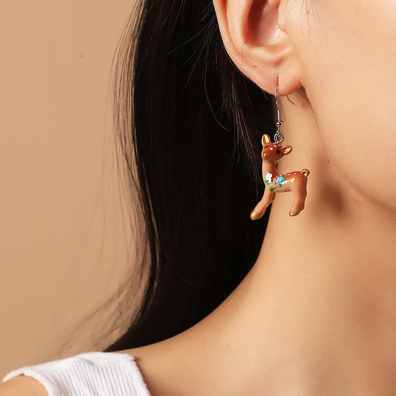 Женские Геометрические серьги-подвески в стиле Харадзюку с оленями ювелирные