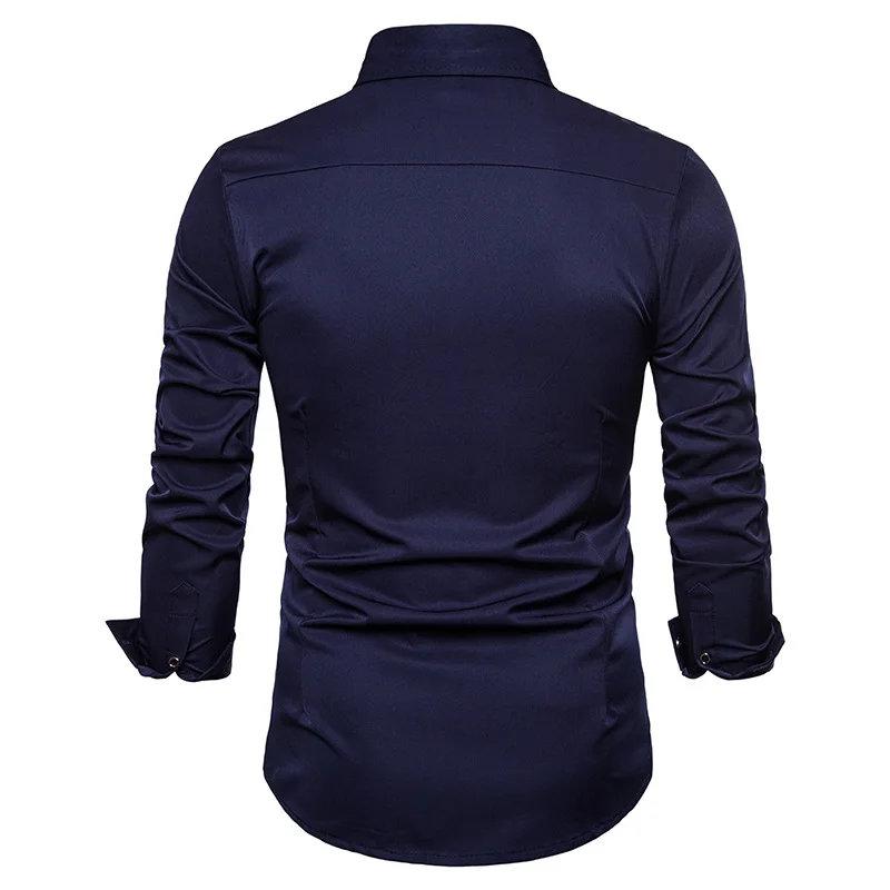

2021 summer new men's shirt fashion trend high quality shirt personality versatile lapel long sleeve shirt rose embroidery