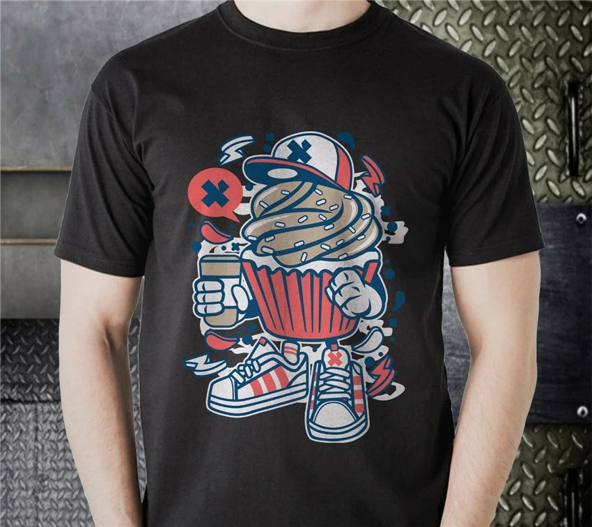 Кекс смешной мультфильм Пять цветов рубашки футболка доступны дизайн