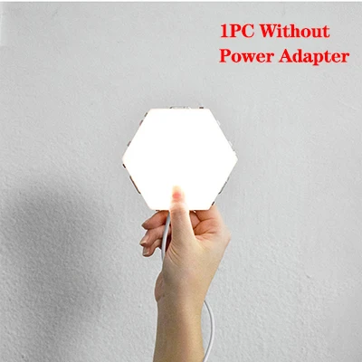 1PC Without Adapter Quantum lamp LED Touch Sensing Night Light Magnetic Hexagons Creative Home Living Room Decoration Wall Lampara Free Shipping - Цвет абажура: 1PC Without Adapter