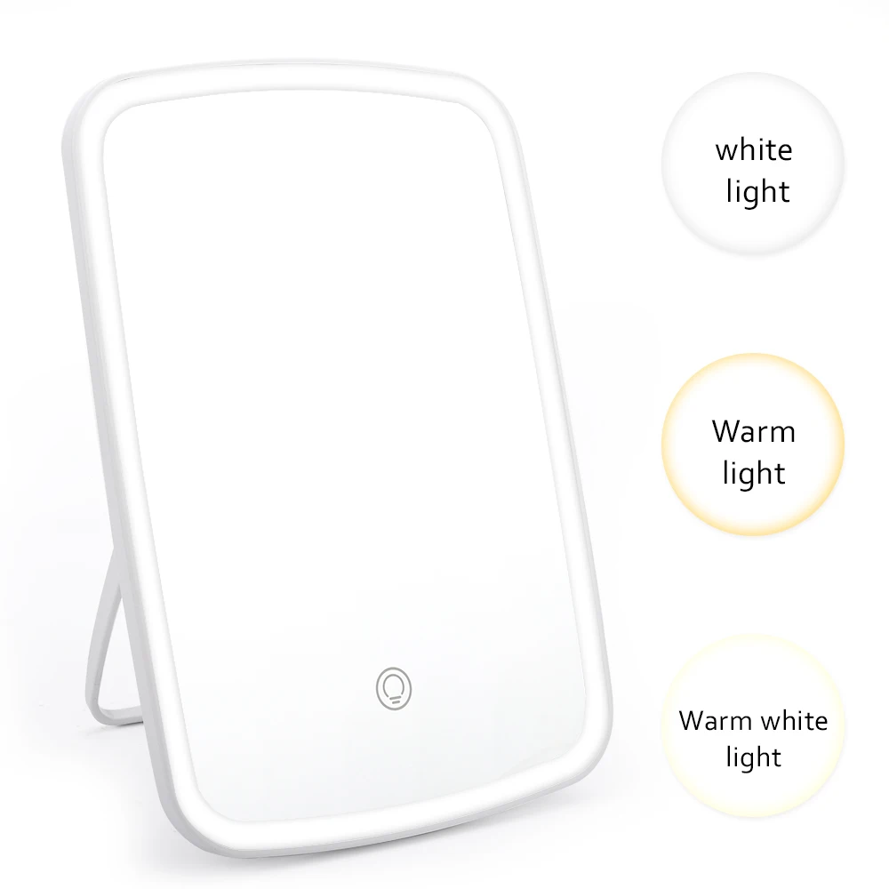 

Makeup Mirror LED Lighting Touch Screen Desktop Standing Mirror Portable Folding Cosmetic Make Up Table Mirror Lady Girls Gifts