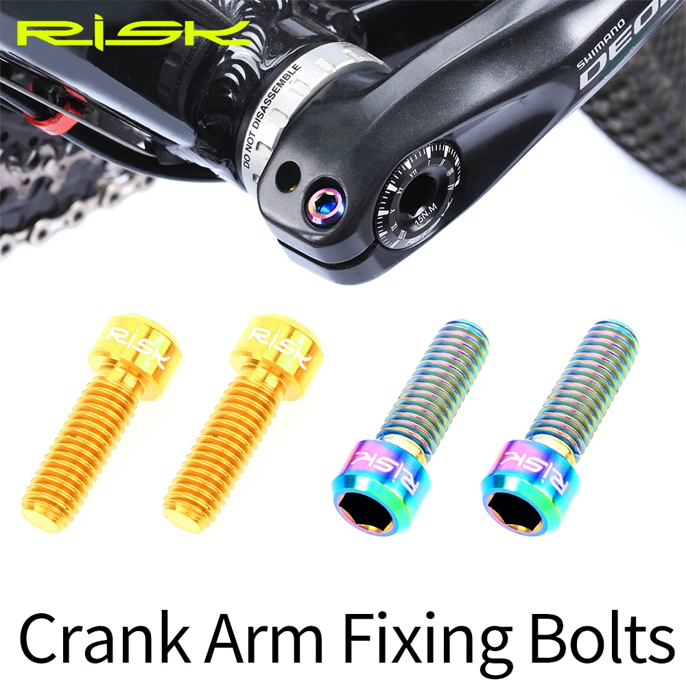 RISK 2pcs M6*18mm MTB Bicycle Titanium Alloy Crank Bolt Disc Brake Caliper Fixing Screws for Road Mountain Bike Crank Lock Screw