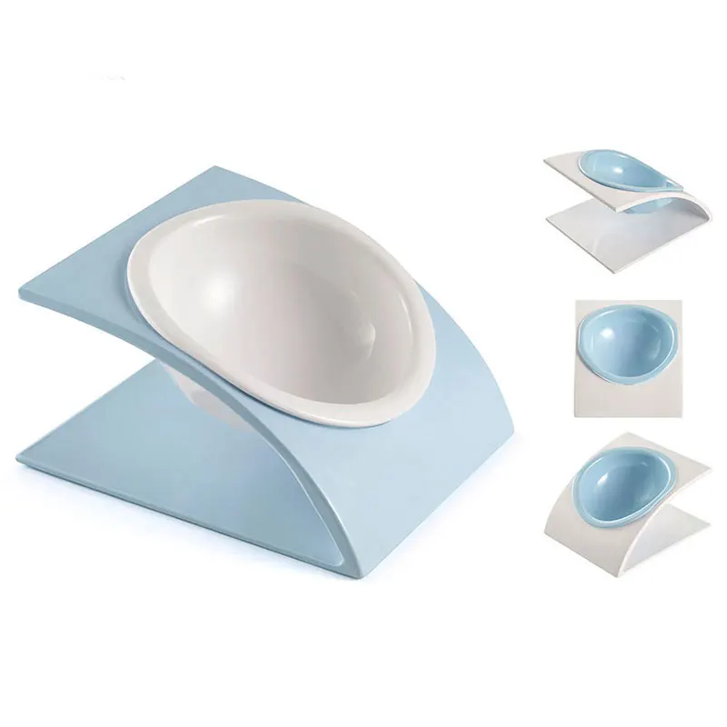 

Tilted Cat Dog Bowl Raised Cat Food Water Bowl Dish Stress Free Backflow Protection HG99
