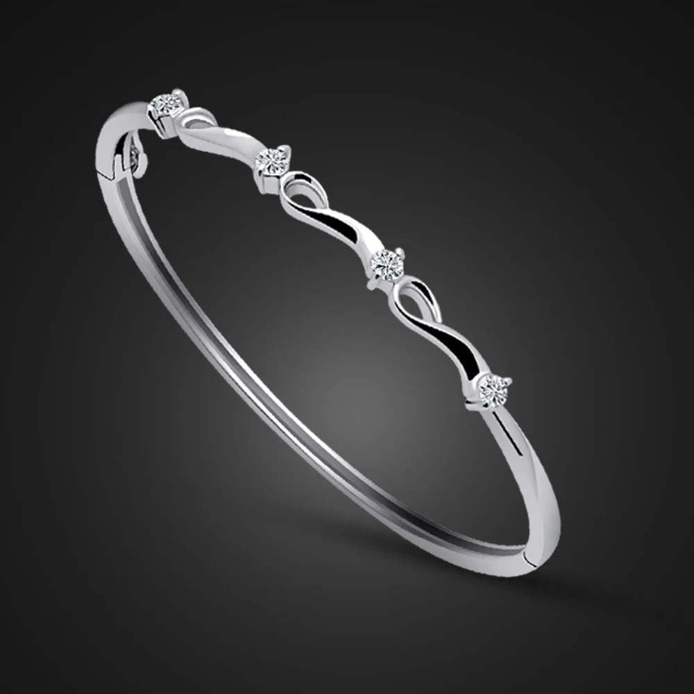 Модный Блестящий Браслет из циркония 100% Стерлинговое Серебро 925 пробы красивый