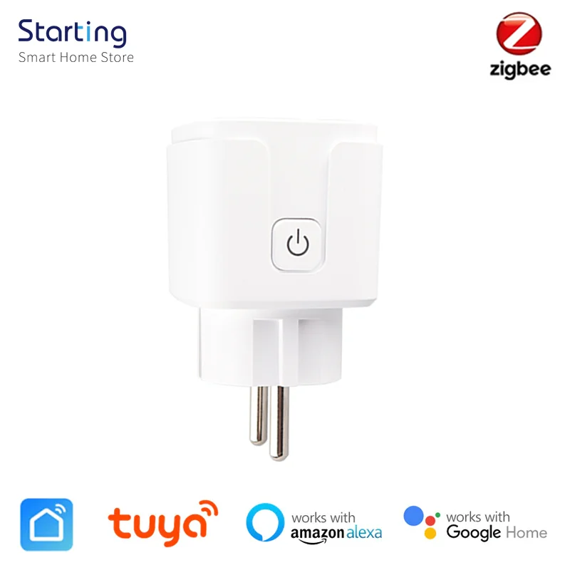 

Tuya Smart Plug таймер розетка ZigBee мост дистанционного Управление умный дом голос Управление Поддержка Alexa Google Home ЕС 16A 110-250V