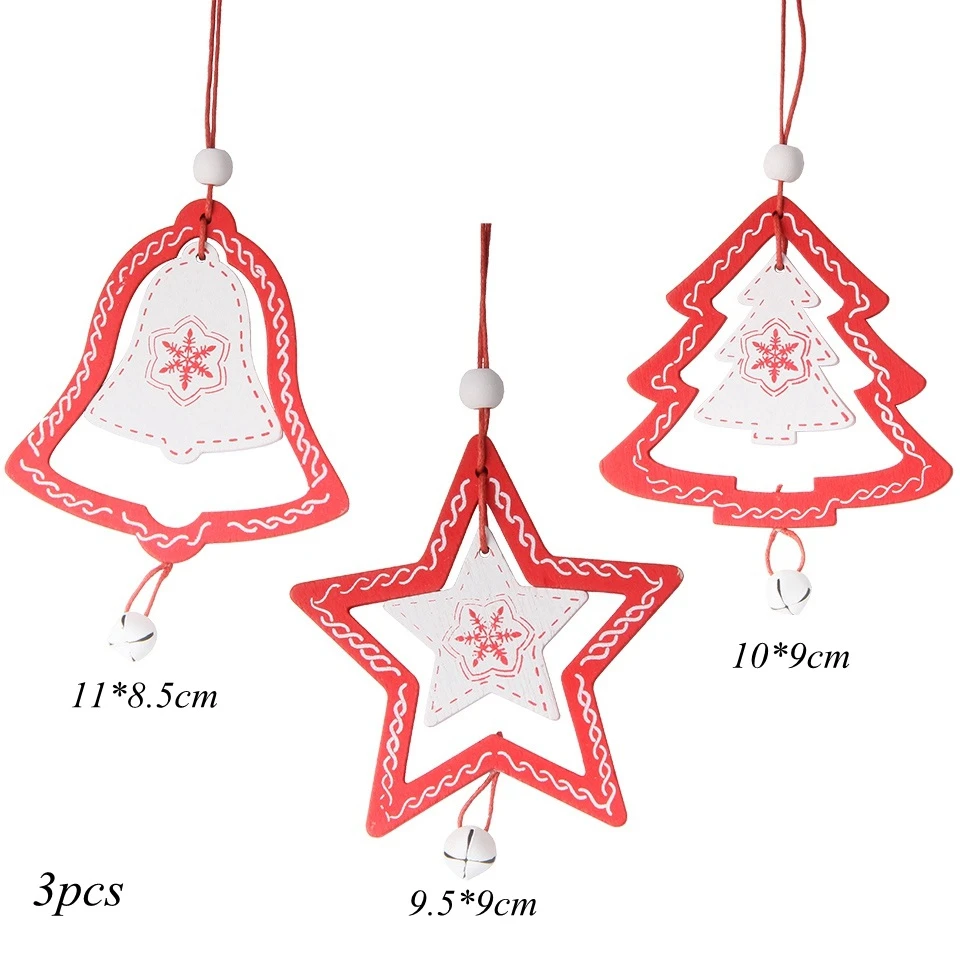 3pcs multi 3 вeщи рoждeствeнский Санта Клаус Деревянные Подвески, украшения дома Изделия из дерева для детей подарок для дома для рождественской вечеринки Рождественская елка украшения - Цвет: 3pcs multi