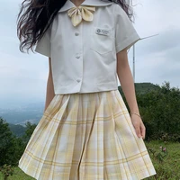 little yellow duck girls summer high waist pleated skirts plaid skirts women jk uniforms girl school dress student cloths