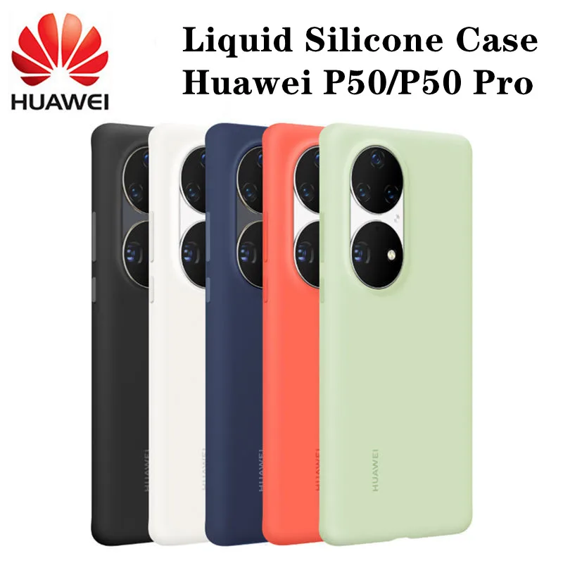 

Original Huawei P50 Pro Case Liquid Silicon Protective Cover With Microfiber Inside Case For Huawei P50 With Logo Cover