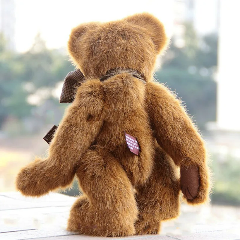 

33cm Creative Lucky Teddy Bear Christmas gift Bow-knot Tie Cute Joint Brown Teddy Bear plush children toy doll can sit and stand
