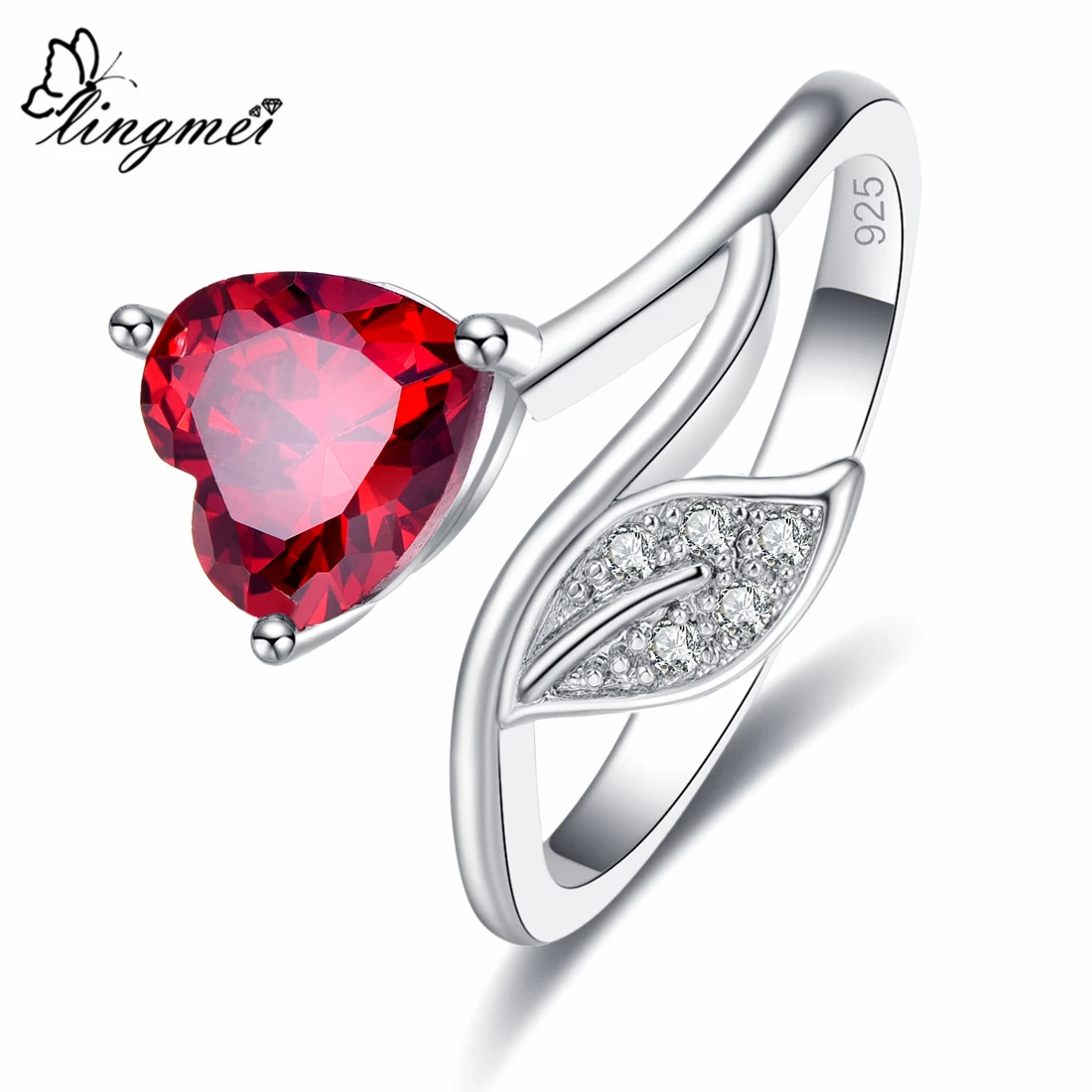 Lingmei оптовая продажа обручальные листья любовь романтическое сердце циркониевые