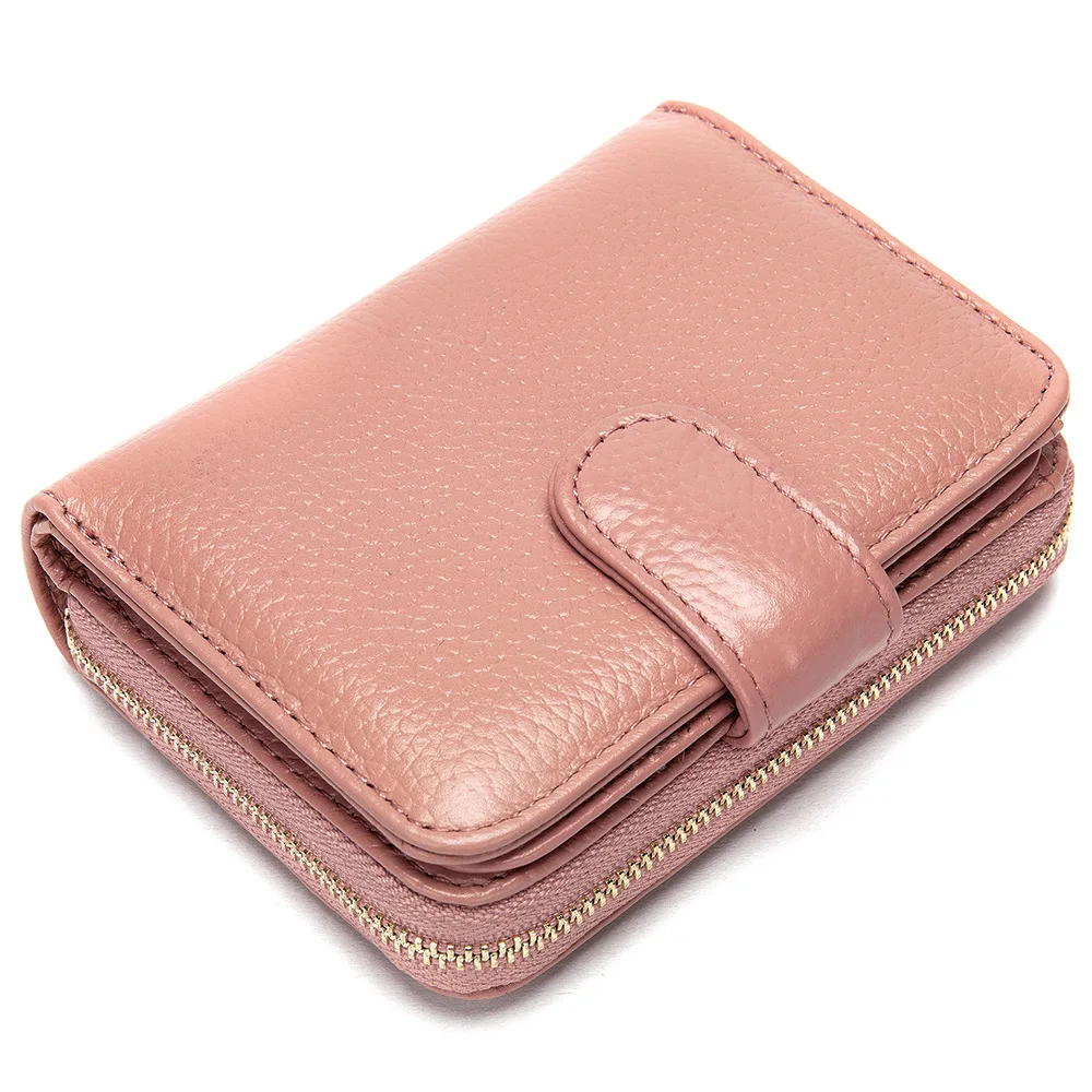 Genuine Leathern Women's Coin Purse Organ Card Case Multifunctional Short Retro Multi-card Position Large-capacity Card Case