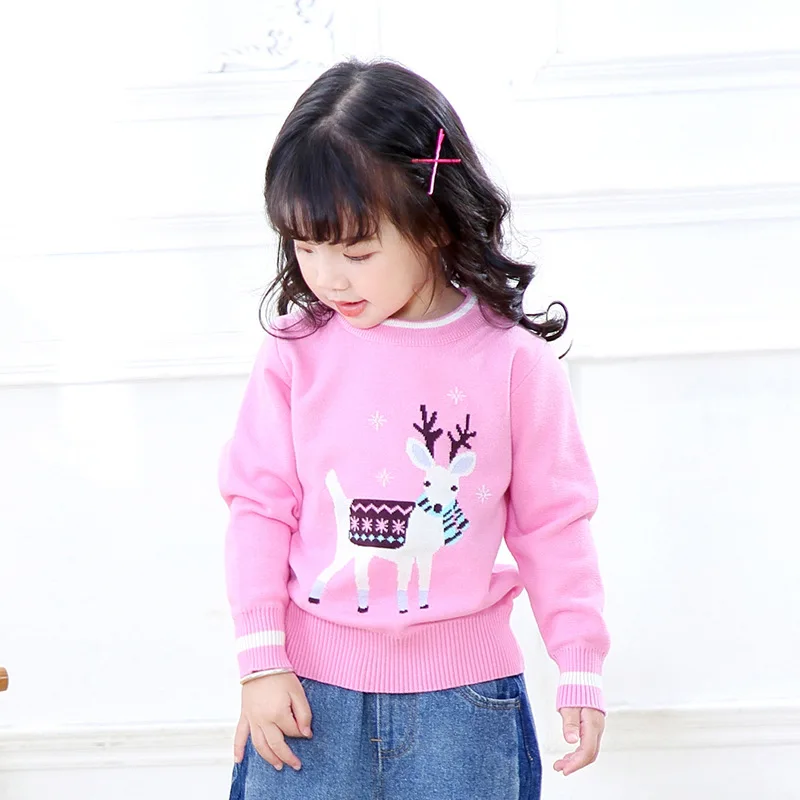 Рождественский свитер для маленьких девочек На каждый день вязаный с