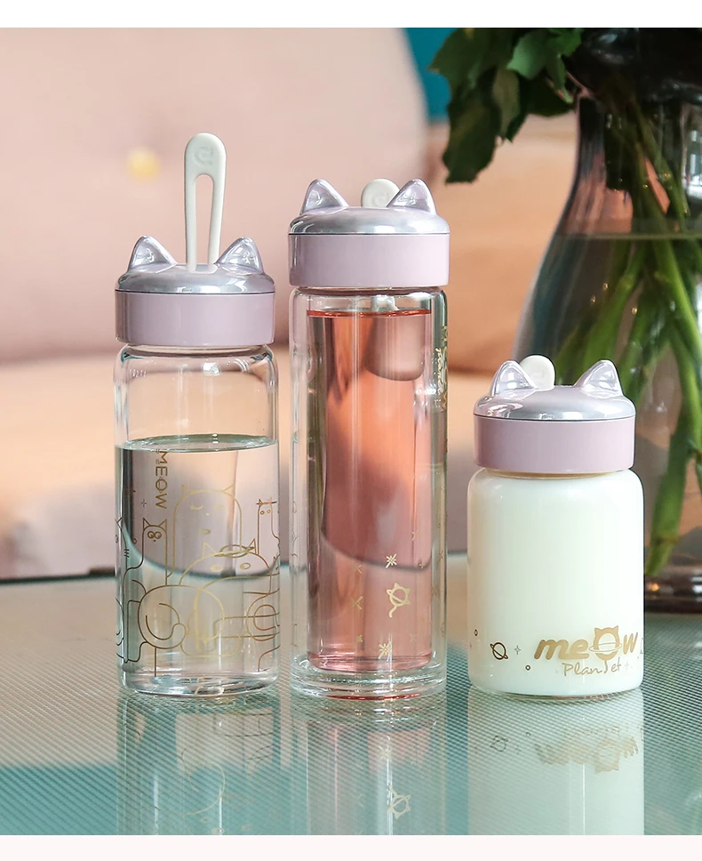 Портативная стеклянная бутылка для воды розовый новый милый спортивный чехол