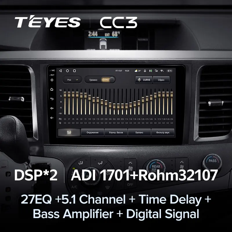 TEYES CC3 Штатная магнитола For Тойота Сиенна 3 XL30 Toyota Sienna 2010 - 2014 до 8-ЯДЕР 6 + 128ГБ 27EQ DSP