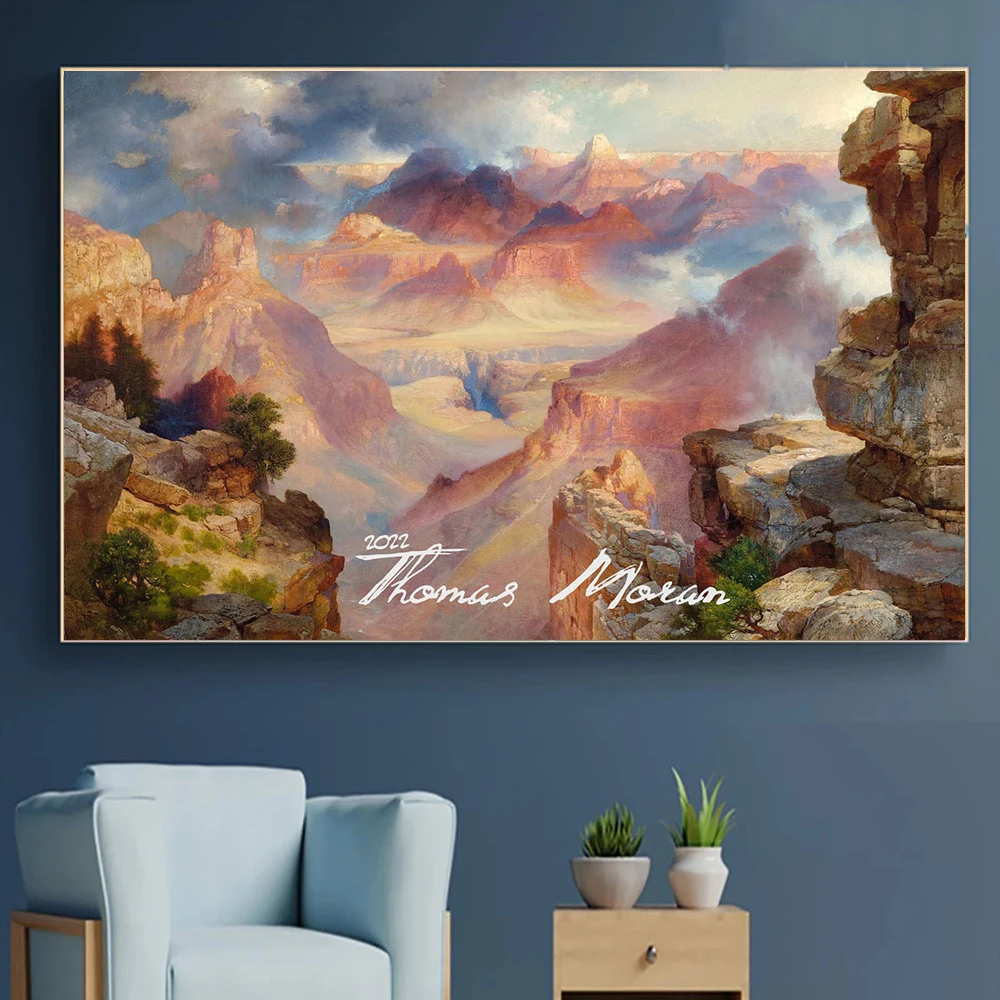 

2022 New Landscape Painting Thomas Moran Poster and Prints Sailboat Ocean Canvas Painting for Living Room Decoration HD Pictures