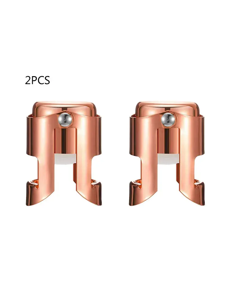 

2pcs Champagne Bottle Stopper Rose Gold Stainless Steel Sparkling Wine Champagne Cap Portable Sealer Plug