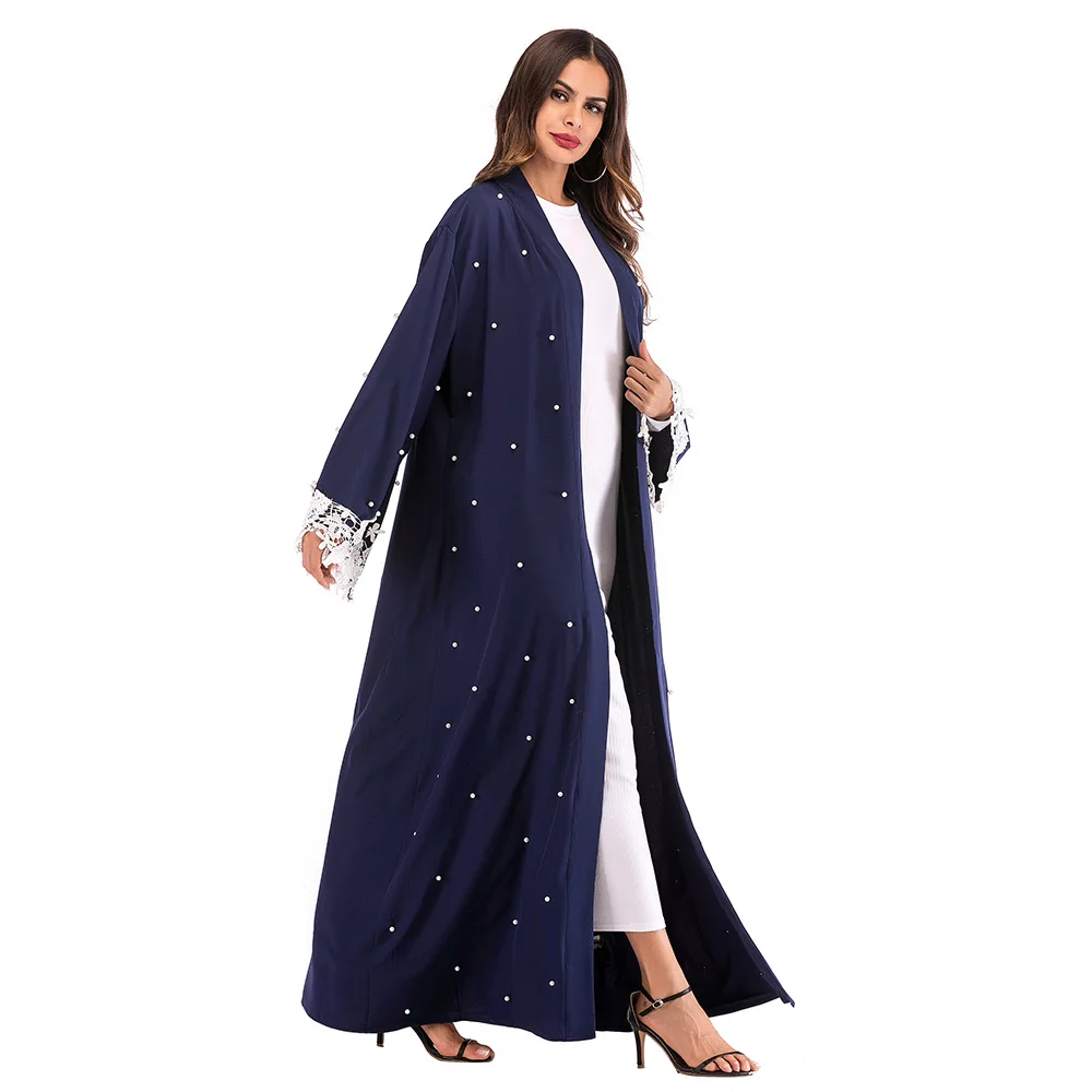 Арабское мусульманское Открытое платье-хиджаб Caftan Kimono Jubah кружевное платье с