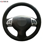 Прошитый вручную черный замшевый чехол рулевого колеса автомобиля для Mitsubishi Lancer X 10 2007-2015 Outlander 2006-2013 ASX 2010-2013 Colt