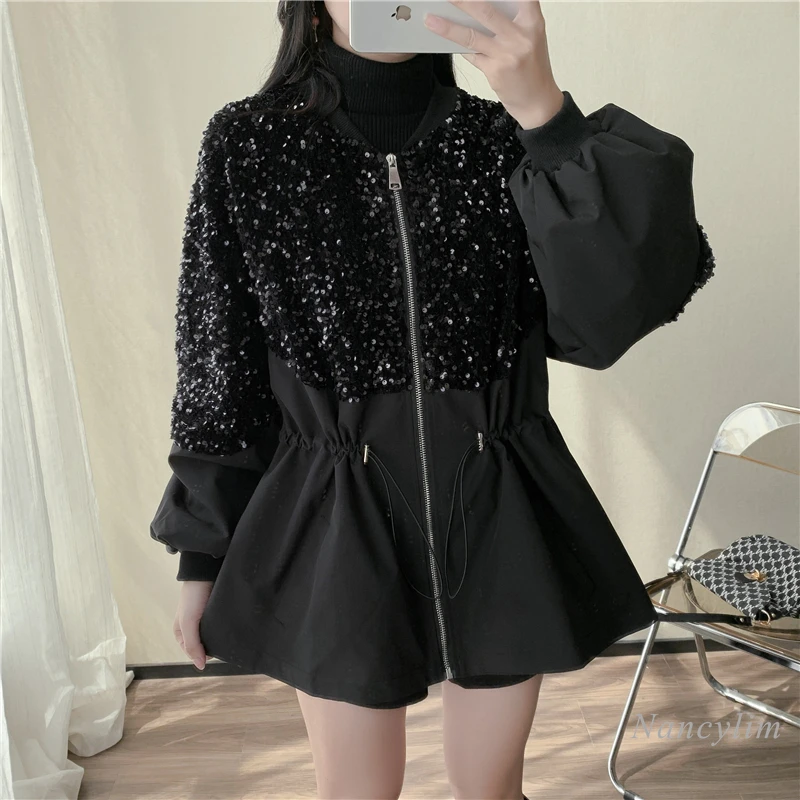 

Женская куртка с блестками, новинка сезона осень-зима 2020, утепленное хлопковое пальто, женские уличные модные пальто, женская куртка