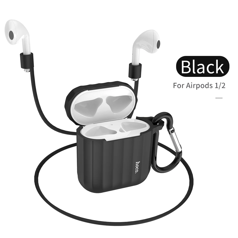 HOCO чехол для наушников для Apple Airpods, мягкий ТПУ чехол, цветной ультра тонкий прозрачный протектор для Air pods, bluetooth чехол для наушников - Цвет: WB10 Black