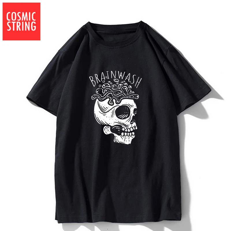 Космическая струна высокое качество крутой череп и мозги с принтом Мужская