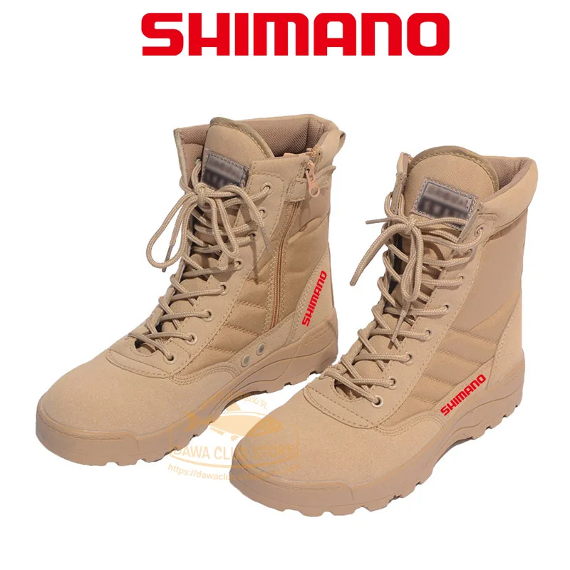 

2022 outdoor SHIMANO army fan boots men's training hiking shoes high-top tactical combat boots yellow desert boots fishing shoes