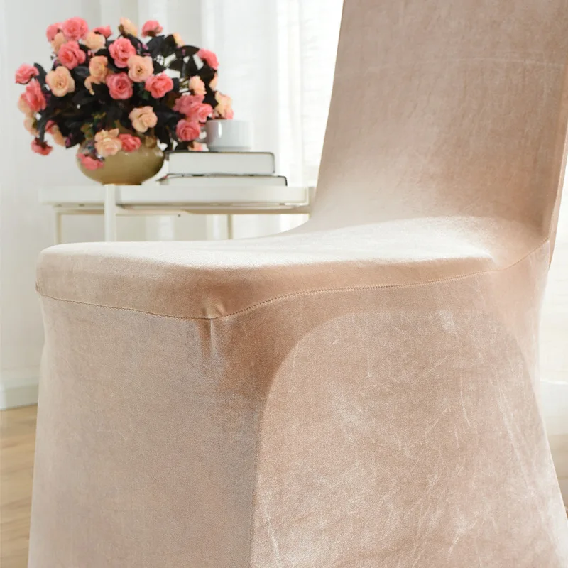 50/100 шт./лот плюшевая ткань сплошной цвет крышка стула стул для столовой протектор