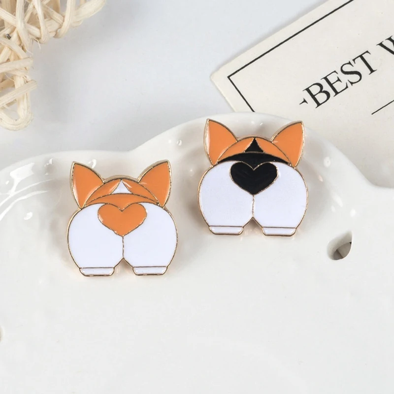 Мультяшная эмалированная булавка Корги в виде ягодиц Милая брошь щенка милая