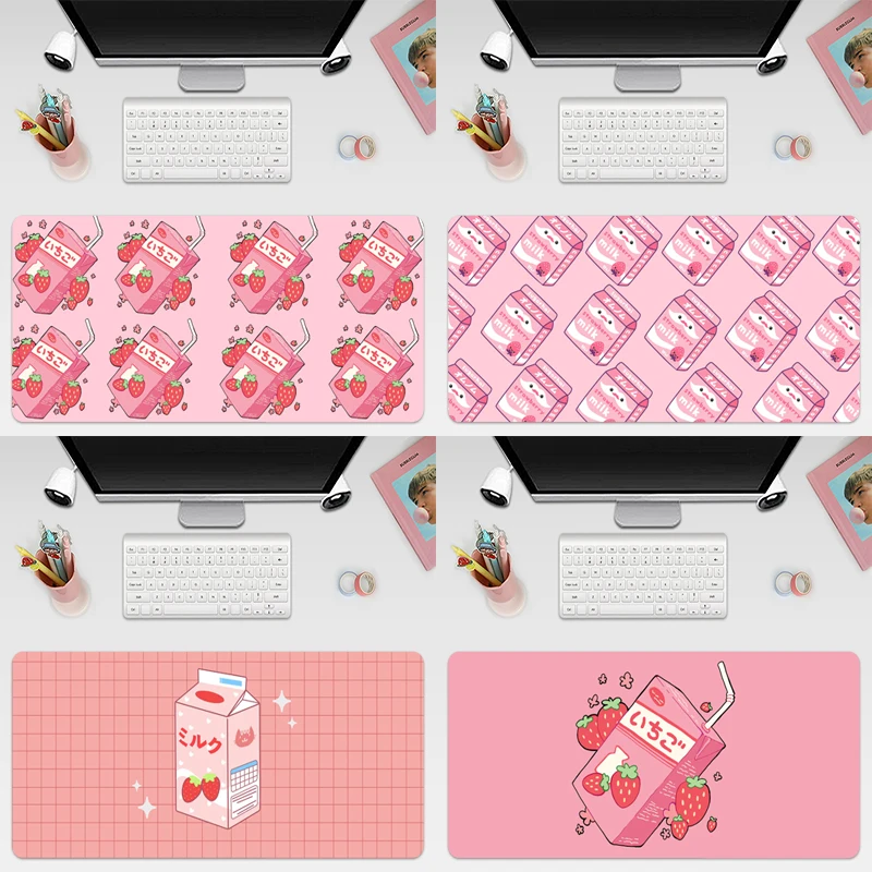 

Pink Strawberry Milk Large Keyboard Cover Non-Slip Rubber Base Computer Carpet Desk Mat PC Game Mouse Pad