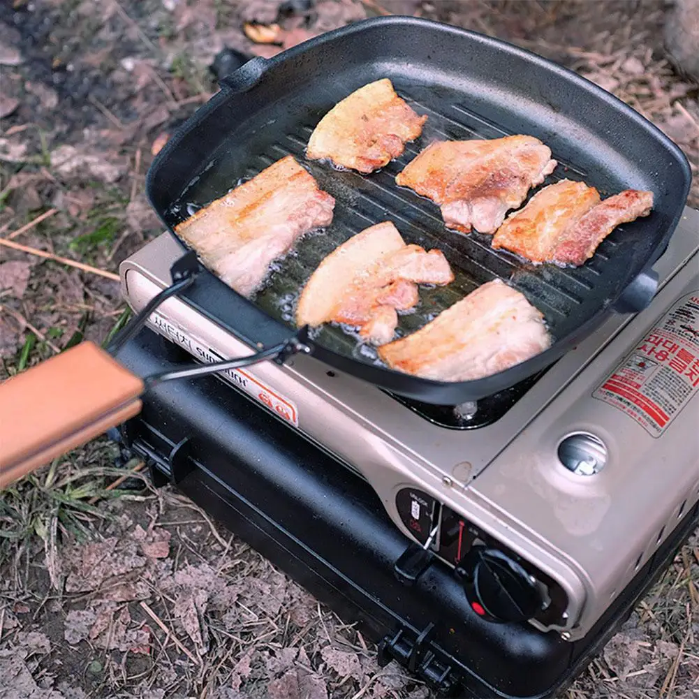 Thickened Striped Cast Iron Roasting Pans BBQ Steak Grill Griddles Uncoated Non-stick Barbecue Plate Cooking Frying Pot |