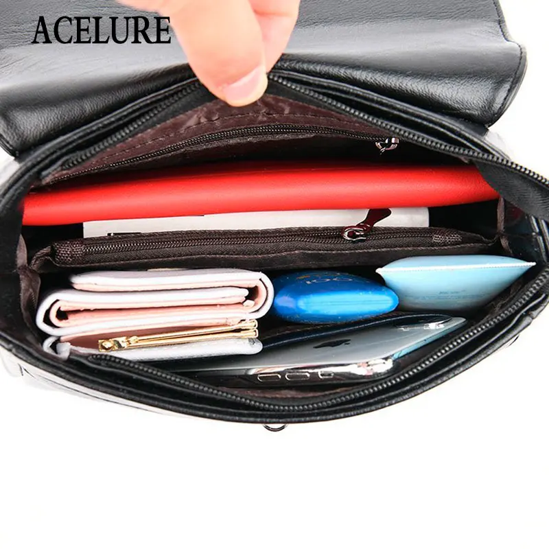 

ACELURE Solid Color PU Leather Messenger Bag Small Zipper Shoulder Crossbody Bags for Women High Capacity Purse Phone Bag Female