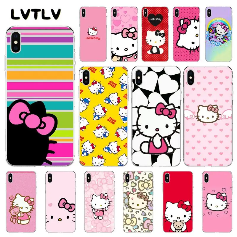 LVTLV Cute Kawaii Hello Kitty Phone Case for iPhone 11 pro XS MAX 8 7 6 6S Plus X 5 5S SE XR cover | Mobile Cases &amp Covers