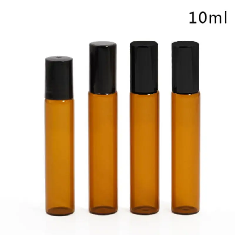 

3/5/10ml Amber Clear Empty Roller Bottles Refillable Essential Oil Aromatherapy Perfume Roll On Container Vials Jars With Ball