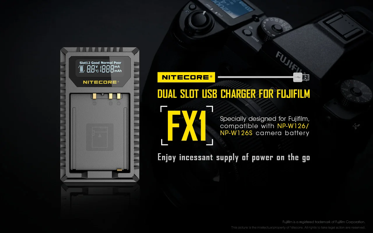 Зарядное устройство NITECORE FX1 с двумя слотами USB для Fujifilm NP-W126 NP-W126S | Электроника