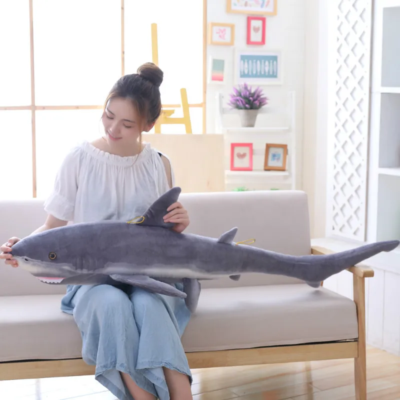 100/140 см Реалистичная серая плюшевая игрушка Акула мягкие куклы в виде рыбы мягкая