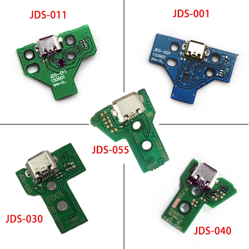 

100pcs/lot USB Charging Port Socket Circuit Board for Playstation 4 PS4 Controller 12Pin JDS 011 030 040 055 14Pin 001 Connector