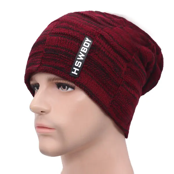 wine red hat AETRUE брендовая зимняя Шапки для Для мужчин Для женщин зимняя шапочки Для мужчин шарф вязанные шапки кепки мужская маска капор Теплый Шеи Шапка-бини - Цвет: wine red hat