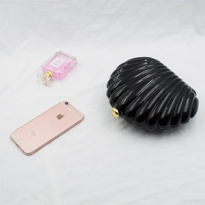 Новые Дамские темпераментные акриловые вечерние сумочки в форме раковины, свадебные сумочки на кнопках, милые разноцветные клатчи - Цвет: Баклажанный