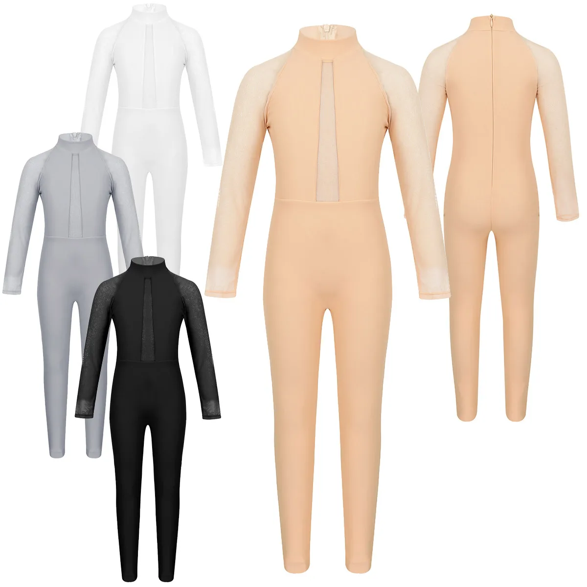 Детский сетчатый комбинезон для девочек с длинными рукавами воротником стойкой