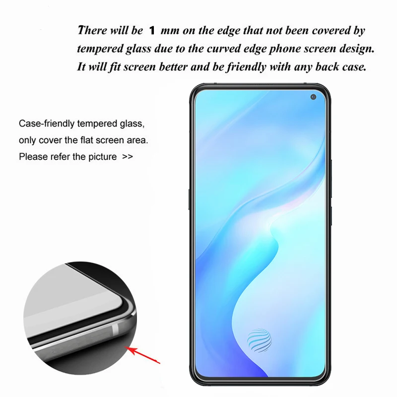 Vidrio templado para Vivo X30, pel&iacute;cula de vidrio templado 9H, pegamento total y duro, Protector de pantalla del tel&eacute;fono para Vivo X30, 2 uds.-2