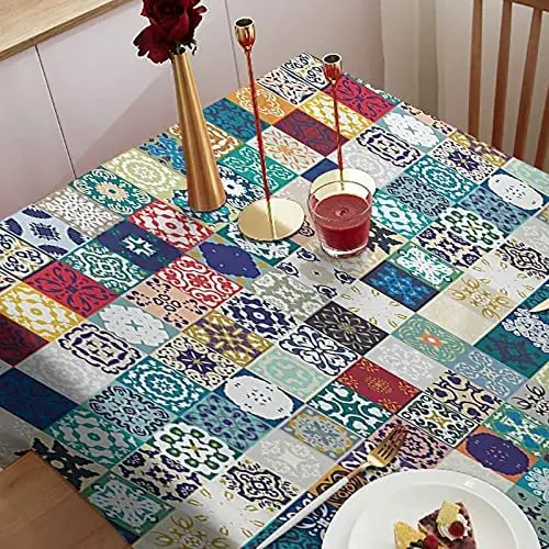 Декоративная мозаичная скатерть в клетку прямоугольная азиатская плитка для
