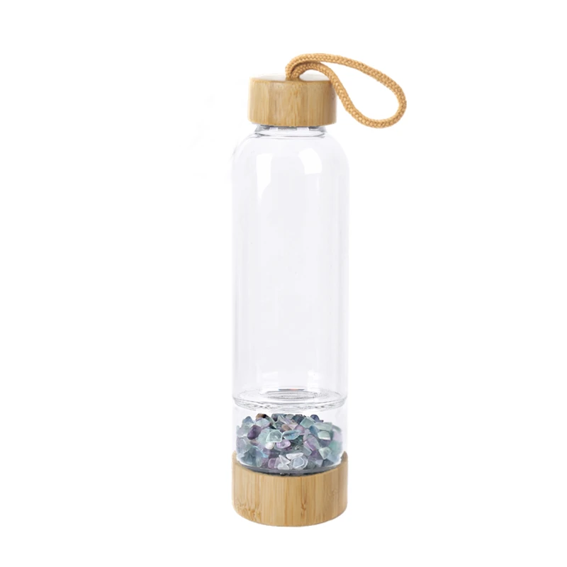 Natrual Crystal Water Bottle Precious Stone Bamboo Glass Gravel Irregularity Drink | Украшения и аксессуары