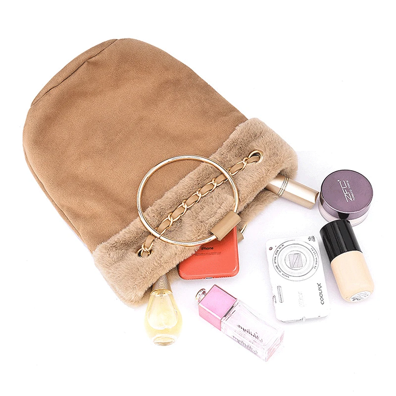 Сумка ведро из кроличьей шерсти женские ручные сумки для путешествий маленькие